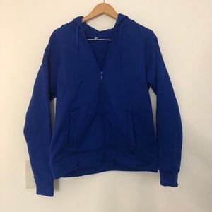 Uniqlo Fleece Thick Bright Blue Zip Up Hoodie